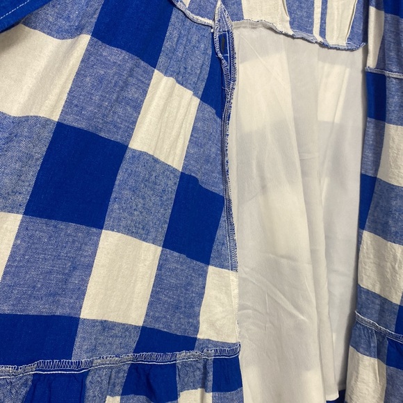 OLD NAVY Blue Plaid Ruffle Hem Wrap Dress - Picture 10 of 10